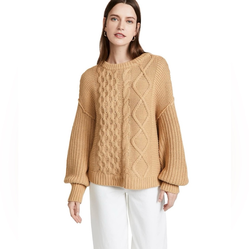 Free People Dream Cable Knit Sweater Size XS Tan